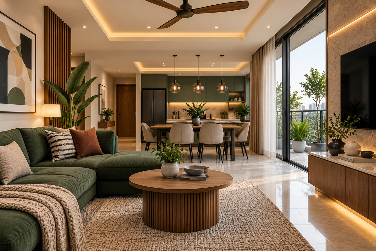 Premium Indian home interior demonstrating how thoughtful planning and selective upgrades can make a budget interior look refined