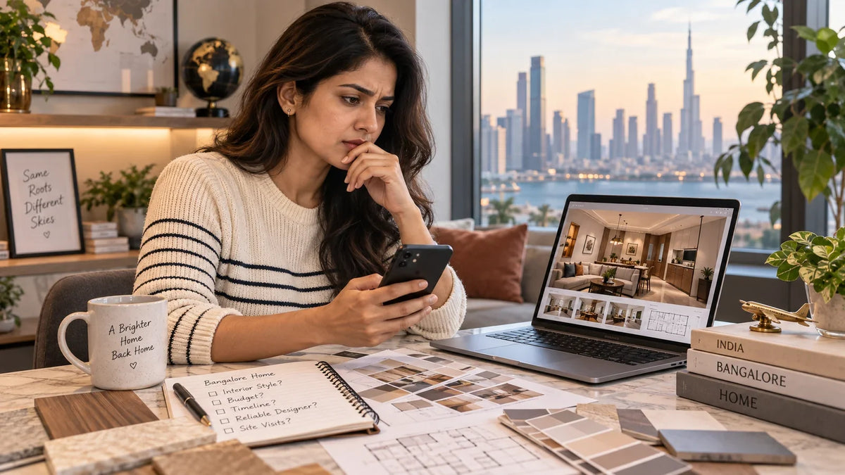 NRI homeowner in Qatar planning Bangalore interiors from abroad