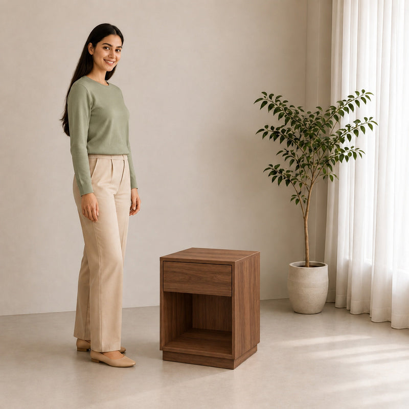 Durable modular bedside table for PG rooms in Bangalore