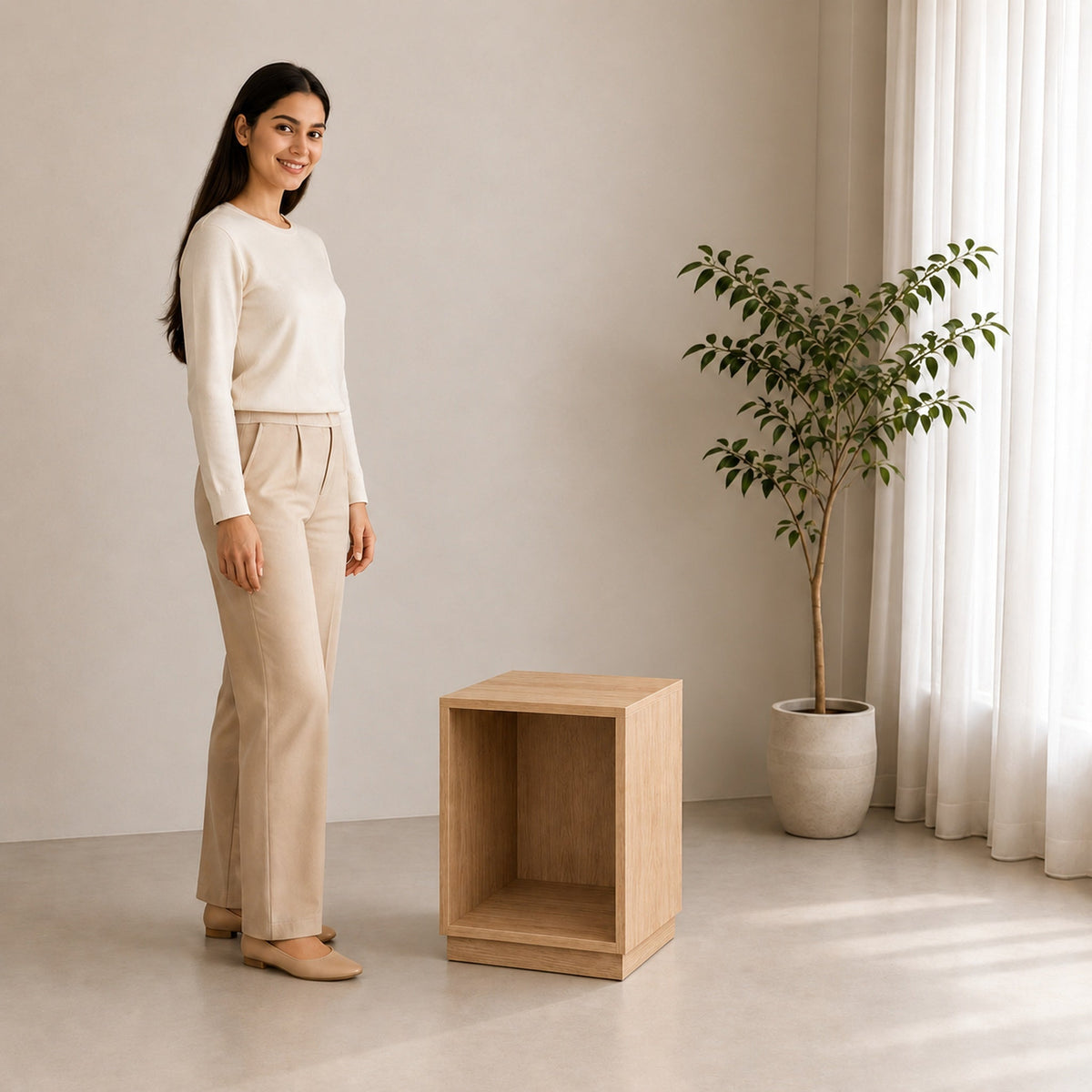 Compact hotel room furniture with space-saving bedside table in Bangalore
