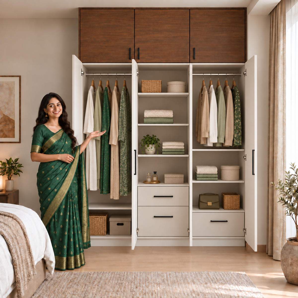Belmont floor-to-ceiling wardrobe open internal view