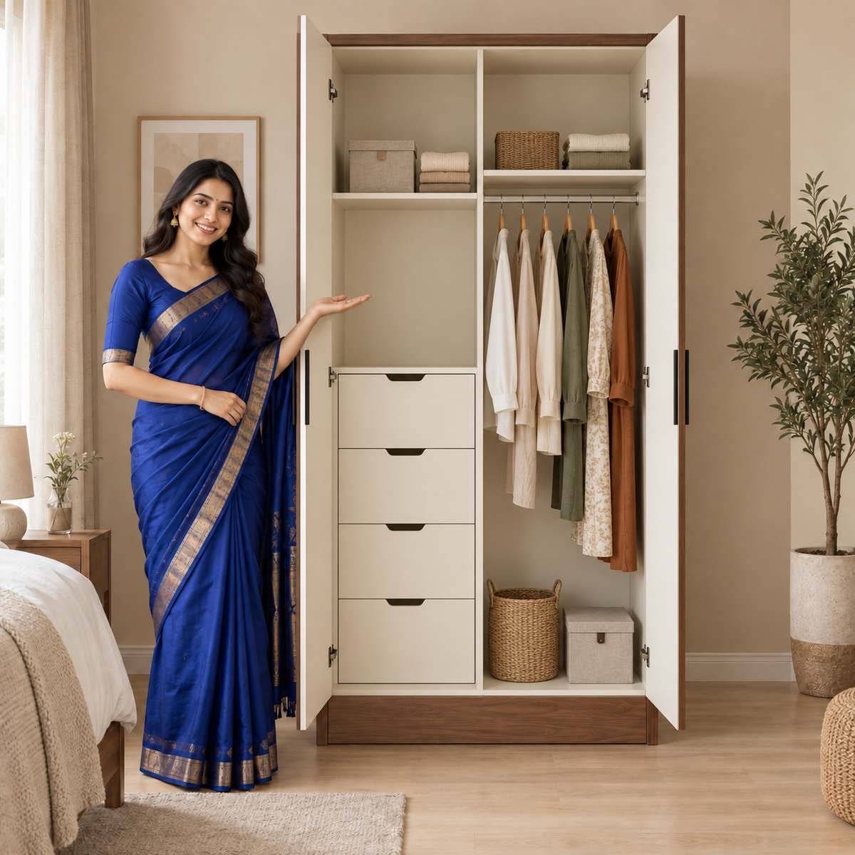 Bristol 2-door wardrobe open internal view