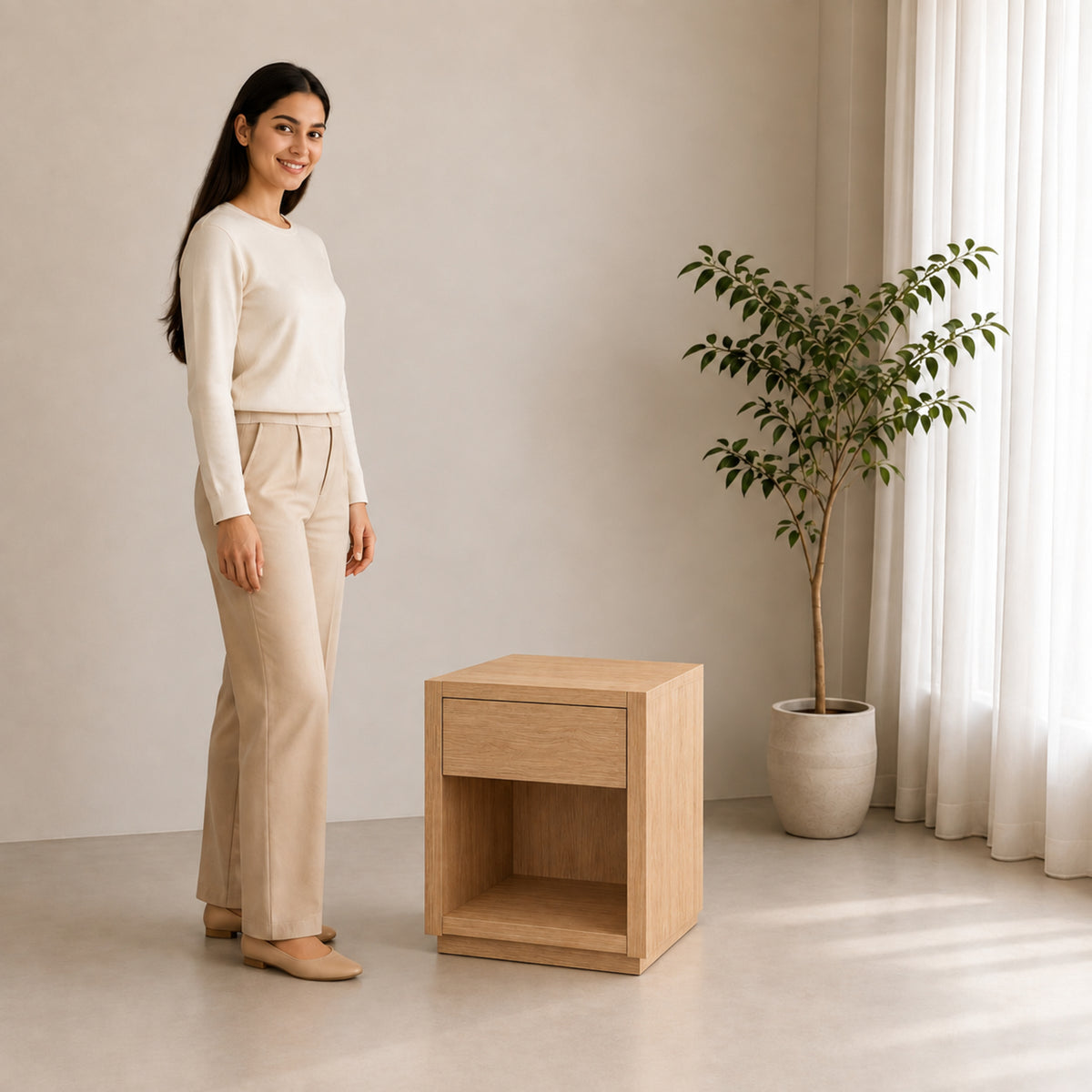 Right Work Edge oak side table - lifestyle view