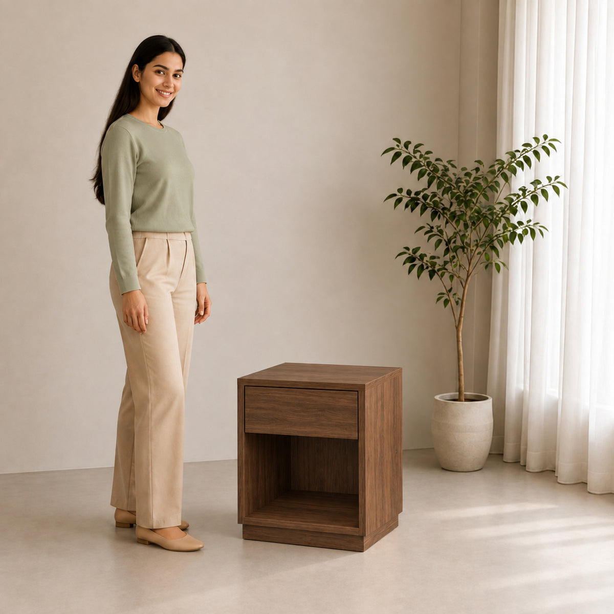 Right Work Edge walnut side table - lifestyle view