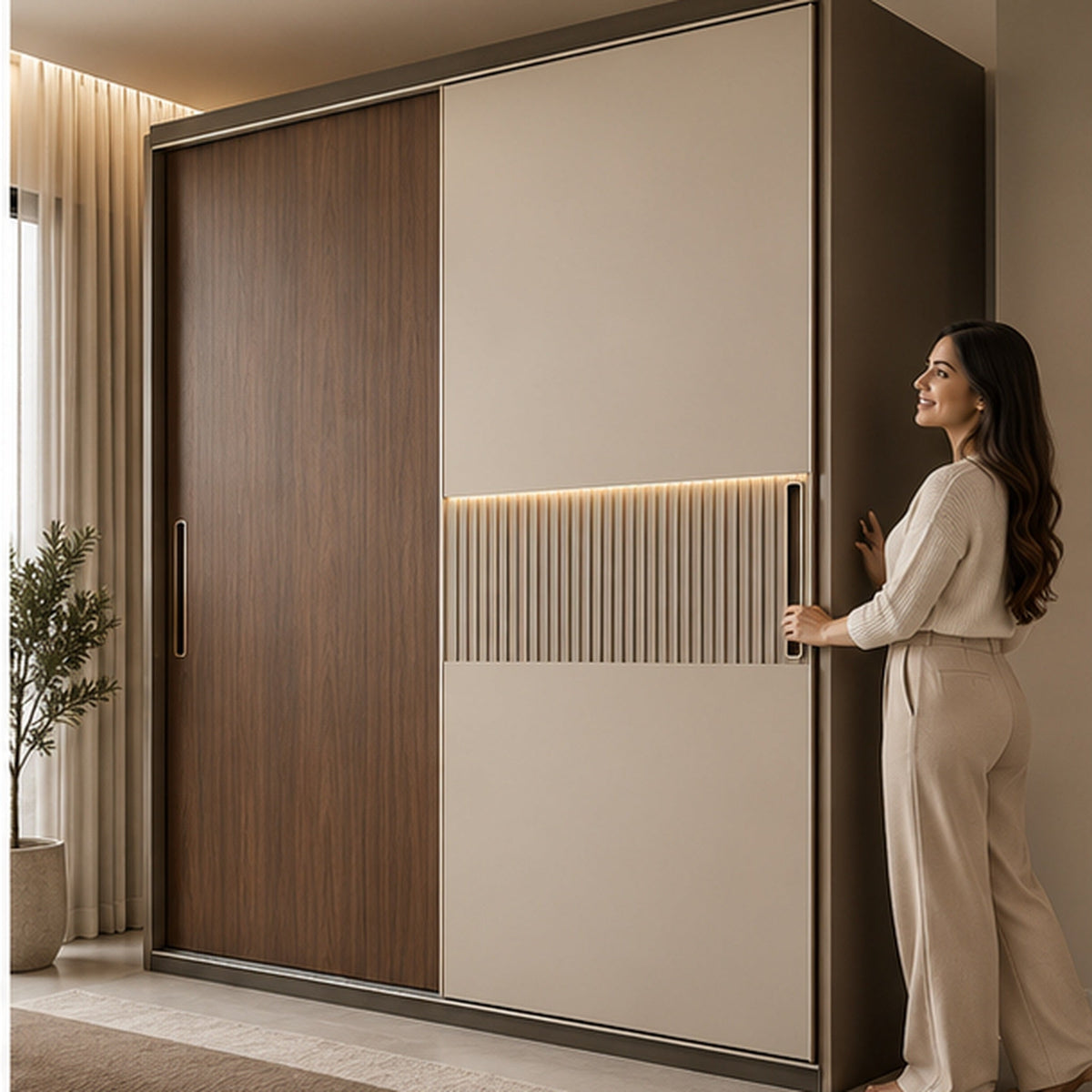 Milano premium sliding wardrobe angled bedroom view